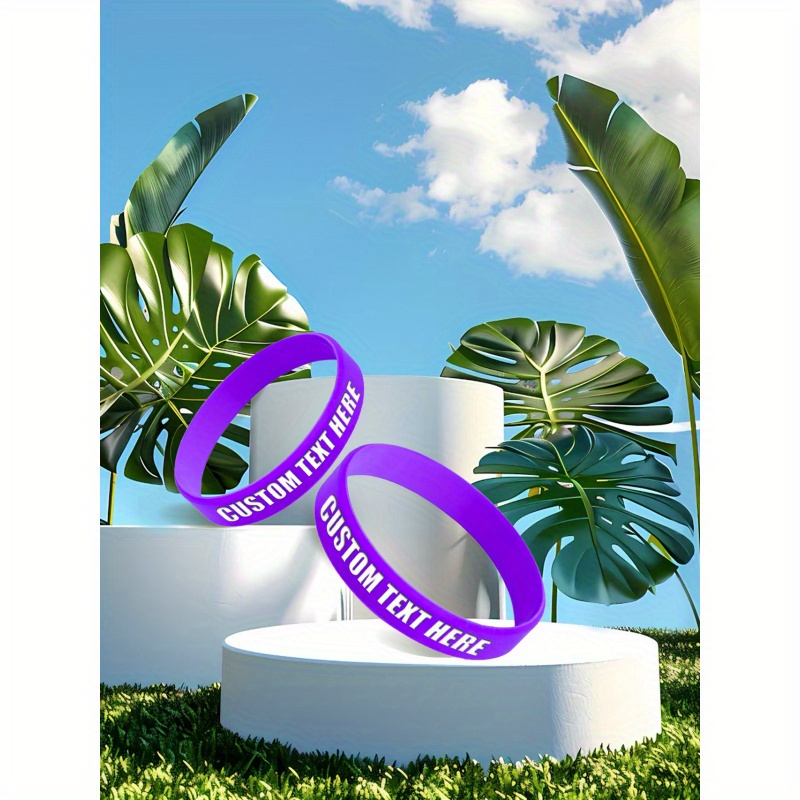 65pcs Custom Silicone Wristbands, Personalized Text